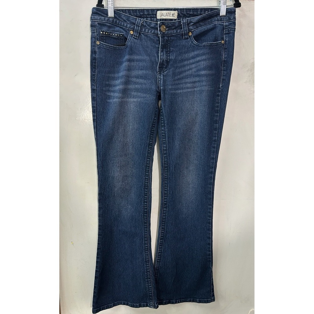 Jalate Womens Size 11 Flare & Leg Embellished Medium‎ Wash Blue Jeans